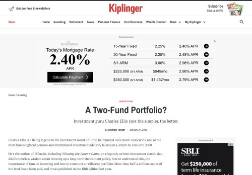 
                            9. A Two-Fund Portfolio? - Kiplinger
