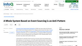 
                            10. A Whole System Based on Event Sourcing is an Anti-Pattern - InfoQ