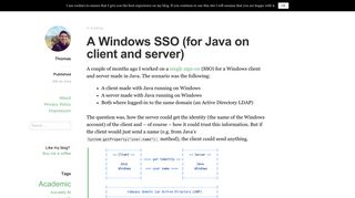 
                            7. A Windows SSO (for Java on client and server) – Thomas Uhrig