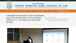 
                            9. A workshop on “HOW TO GET YOUR DREAM JOB AFTER LAW ...