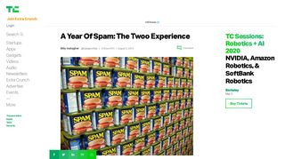 
                            9. A Year Of Spam: The Twoo Experience | TechCrunch