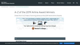 
                            7. A-Z Airline Awards Winners 2018 | SKYTRAX - World Airline Awards