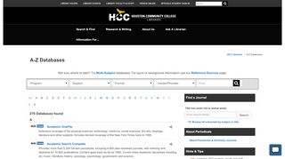 
                            10. A-Z Databases - HCC Libraries