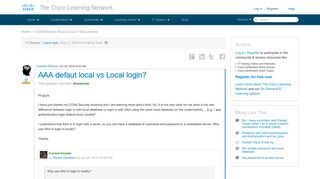 
                            6. AAA defaut local vs Local login? - 98562 - The Cisco Learning Network