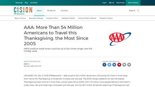 
                            13. AAA: More Than 54 Million Americans to Travel this Thanksgiving, the ...