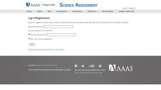 
                            4. AAAS Science Assessment ~ Log In/Registration