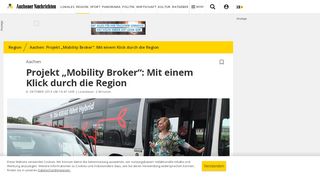 
                            9. Aachen: Projekt „Mobility Broker“: Mit einem Klick durch die Region