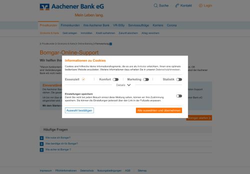 
                            13. Aachener Bank eG - Mein Leben lang. Fernwartung