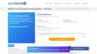 
                            3. Aadhar Card Customer Care Number - UIDAI Card Toll-Free Number