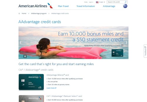 
                            10. AAdvantage credit cards − AAdvantage program − American Airlines