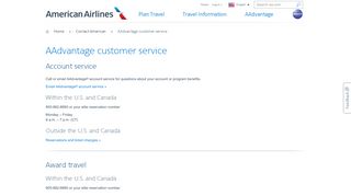 
                            8. AAdvantage customer service – Customer service – American Airlines