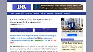 
                            10. AAI Recruitment 2019, 384 Apprentices Job Vacancy, Apply @ www ...