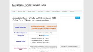 
                            5. AAI Recruitment 2019 Online Form 264 Apprentices www.aai.aero