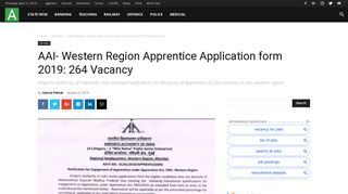 
                            8. AAI- Western Region Apprentice Application form 2019: 264 Vacancy ...