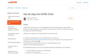 
                            6. Aan de slag met inONE Order – inONE Support