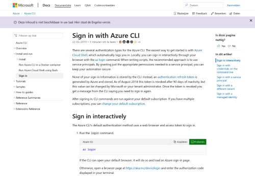 
                            1. Aanmelden met Azure CLI | Microsoft Docs