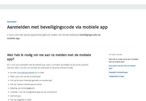 
                            7. Aanmelden met beveiligingscode via mobiele app | Vlaanderen.be