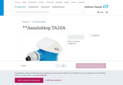 
                            8. **Aansluitkop TA20A | Endress+Hauser