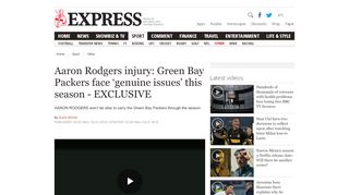 
                            12. Aaron Rodgers injury: Green Bay Packers face 'genuine issues' this ...
