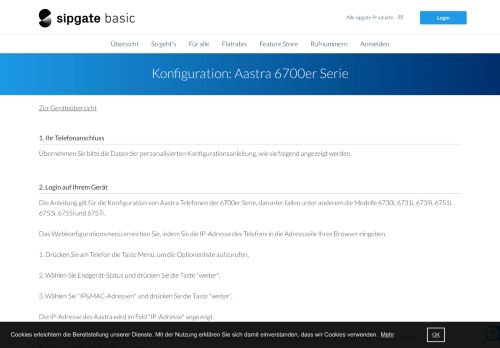 
                            4. Aastra 6700er Serie - Konfigurationsanleitung für Ihr Telefon - sipgate ...