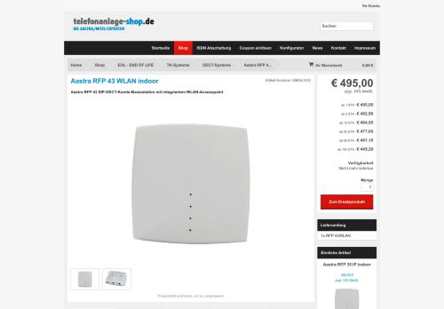 
                            9. Aastra-Shop: Aastra RFP 43 WLAN ab 495,00€ zzgl. MwSt.