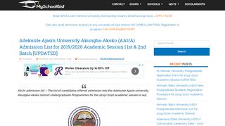
                            9. AAUA Admission List For 2018/2019 Academic Session - MySchoolGist