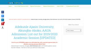
                            11. AAUA Admission List out for 2018/2019 Academic Session