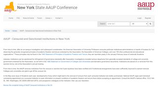 
                            12. AAUP - Censured and Sanctioned Institutions in New York