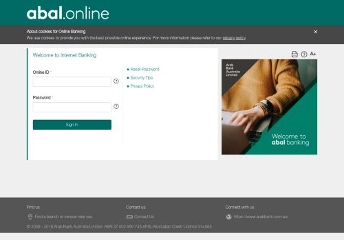 
                            8. aba online - Welcome to Arab Bank Australia Internet Banking