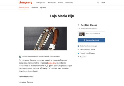 
                            6. Abaixo-assinado · Senhor Juiz : Loja Maria Biju · Change.org