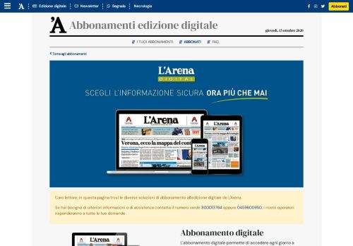 
                            4. Abbonamenti edizione digital - Abbonamenti - L'Arena.it