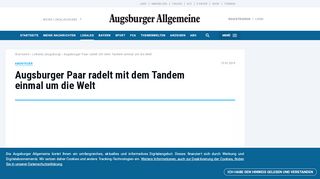 
                            12. Abenteuer: Augsburger Paar radelt mit dem Tandem einmal um die Welt