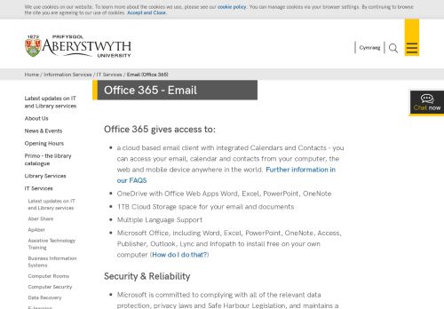
                            1. Aberystwyth University - Email (Office 365)