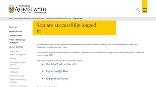 
                            1. Aberystwyth University - Login@Aber