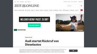 
                            10. Abgasskandal: Audi startet Rückruf von Dieselautos | ZEIT ONLINE