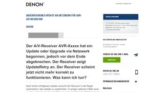 
                            2. ABGEBROCHENES UPDATE VIA NETZWERK FÜR AVR-XX100/200 ...