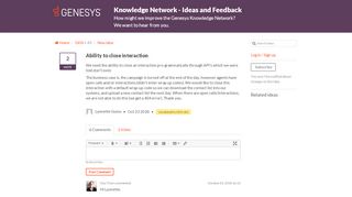 
                            9. Ability to close | Genesys Knowledge Network - Ideas and ...