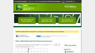 
                            2. Abitur 2004 Mathematik GK Infinitesimalrechnung I - Abiturlösung