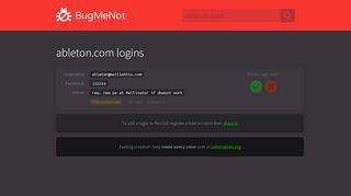 
                            10. ableton.com passwords - BugMeNot