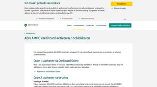 
                            3. ABN AMRO creditcard activeren / deblokkeren - ICS