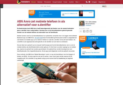 
                            12. ABN Amro zet mobiele telefoon in als alternatief voor e.dentifier ...