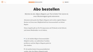 
                            6. Abo bestellen | Migros-Magazin