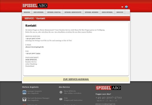 
                            6. Abo-Service - DER SPIEGEL im Abo