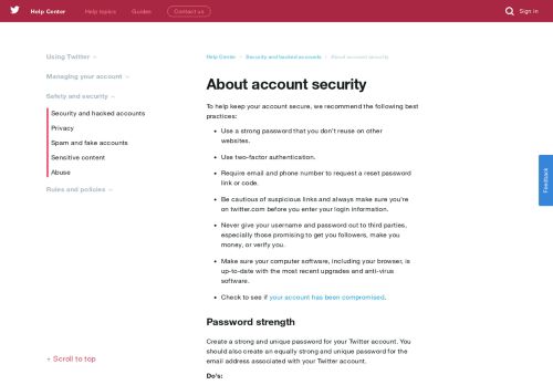 
                            13. About account security - Twitter support