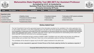 
                            3. About Admit Cards - For SET Exam - Pune University