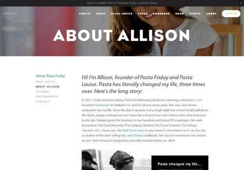
                            9. About Allison Arevalo: chef, entrepreneur, author, pasta lover — Pasta ...