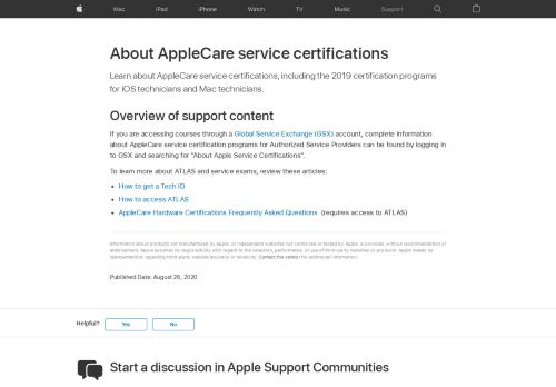 
                            12. About AppleCare service certifications - Apple Support