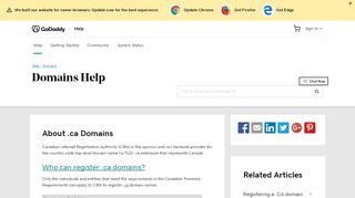 
                            7. About .ca Domains | Domains - GoDaddy Help ZA