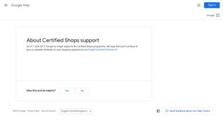 
                            1. About Certified Shops support - Google Help