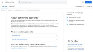 
                            6. About conflicting accounts - G Suite Admin Help - Google Support